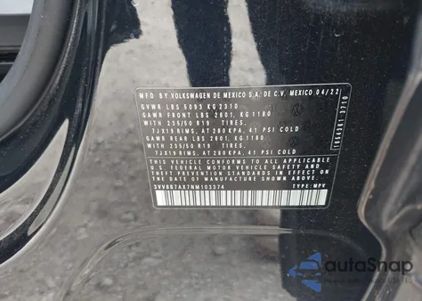 2022 Volkswagen Tiguan 2.0T Se R-Line Black z USA, uszkodzony, nr VIN 3VV8B7AX7NM103374